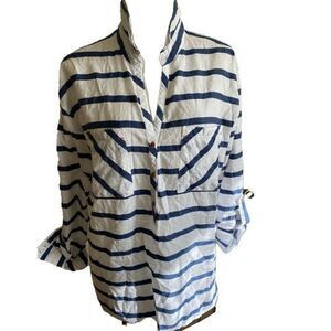 Tribal MB Popover Shirt - M blue striped , cotton